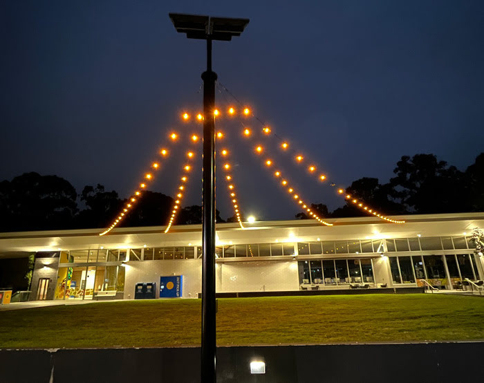 Solar festoon lights create the perfect ambience for outdoor spaces.
