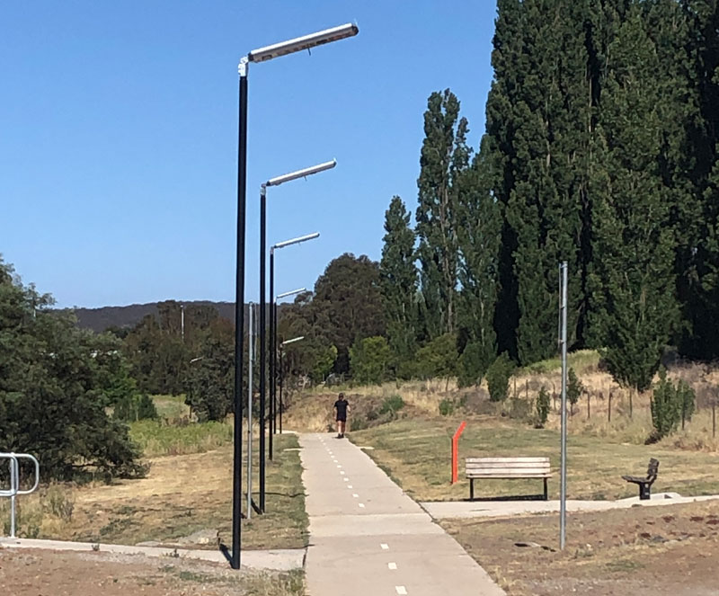Wollondilly River pathway street with lights 3